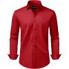 Alimens & Gentle Men’s Dress Shirts Transitional Weather Long Sleeve Stretch Wrinkle-Free Button Down Top(Red)