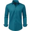 Alimens & Gentle Men’s Dress Shirts Transitional Weather Long Sleeve Stretch Wrinkle-Free Button Down Top(Teal)