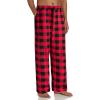 Alimens & Gentle Mens Heavyweight Flannel Plaid Pajama Pants 100% Cotton Sleep Lounge Pant(Black Red)