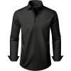 Alimens & Gentle Men’s Long Sleeve Dress Shirts Wrinkle Free Stretch Wedding Business Casual Button Down Shirt(Black)