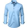 Alimens & Gentle Men’s Long Sleeve Dress Shirts Wrinkle Free Stretch Wedding Business Casual Button Down Shirt(Blue)