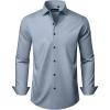Alimens & Gentle Men’s Long Sleeve Dress Shirts Wrinkle Free Stretch Wedding Business Casual Button Down Shirt(Grey)