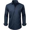 Alimens & Gentle Men’s Long Sleeve Dress Shirts Wrinkle Free Stretch Wedding Business Casual Button Down Shirt(Navy Blue)