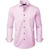 Alimens & Gentle Men’s Long Sleeve Dress Shirts Wrinkle Free Stretch Wedding Business Casual Button Down Shirt(Pink)
