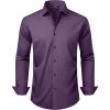Alimens & Gentle Men’s Long Sleeve Dress Shirts Wrinkle Free Stretch Wedding Business Casual Button Down Shirt(Purple)