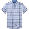 Alimens & Gentle Mens Plaid Short Sleeve Button Down Shirts Cotton Regular Fit Casual Gingham Shirts(Black Blue Check)