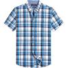 Alimens & Gentle Mens Plaid Short Sleeve Button Down Shirts Cotton Regular Fit Casual Gingham Shirts(Black Blue Plaid)
