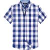 Alimens & Gentle Mens Plaid Short Sleeve Button Down Shirts Cotton Regular Fit Casual Gingham Shirts(Blue Buffalo)