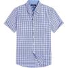 Alimens & Gentle Mens Plaid Short Sleeve Button Down Shirts Cotton Regular Fit Casual Gingham Shirts(Blue Gingham)