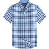 Alimens & Gentle Mens Plaid Short Sleeve Button Down Shirts Cotton Regular Fit Casual Gingham Shirts(Blue Navy Check)