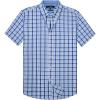 Alimens & Gentle Mens Plaid Short Sleeve Button Down Shirts Cotton Regular Fit Casual Gingham Shirts(Blue Navy Plaid)