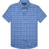Alimens & Gentle Mens Plaid Short Sleeve Button Down Shirts Cotton Regular Fit Casual Gingham Shirts(Blue Plaid)