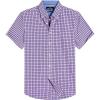 Alimens & Gentle Mens Plaid Short Sleeve Button Down Shirts Cotton Regular Fit Casual Gingham Shirts(Blue Red Gingham)