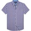 Alimens & Gentle Mens Plaid Short Sleeve Button Down Shirts Cotton Regular Fit Casual Gingham Shirts(Blue Red Plaid)