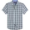 Alimens & Gentle Mens Plaid Short Sleeve Button Down Shirts Cotton Regular Fit Casual Gingham Shirts(Grey Green Plaid)