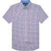 Alimens & Gentle Mens Plaid Short Sleeve Button Down Shirts Cotton Regular Fit Casual Gingham Shirts(Navy Red Plaid)