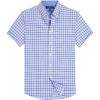 Alimens & Gentle Mens Plaid Short Sleeve Button Down Shirts Cotton Regular Fit Casual Gingham Shirts(Navy Red Small Plaid)