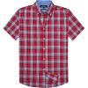 Alimens & Gentle Mens Plaid Short Sleeve Button Down Shirts Cotton Regular Fit Casual Gingham Shirts(Red Blue Plaid)