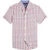 Alimens & Gentle Mens Plaid Short Sleeve Button Down Shirts Cotton Regular Fit Casual Gingham Shirts(Red Check)