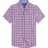 Alimens & Gentle Mens Plaid Short Sleeve Button Down Shirts Cotton Regular Fit Casual Gingham Shirts(Red Navy Check)