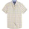 Alimens & Gentle Mens Plaid Short Sleeve Button Down Shirts Cotton Regular Fit Casual Gingham Shirts(Yellow Check)