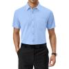 Alimens & Gentle Mens Short Sleeve Dress Shirts Regular Fit Stretch Wrinkle-Resistant Button Down Shirts(Blue)