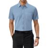 Alimens & Gentle Mens Short Sleeve Dress Shirts Regular Fit Stretch Wrinkle-Resistant Button Down Shirts(Blue Tempest)