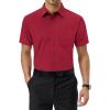 Alimens & Gentle Mens Short Sleeve Dress Shirts Regular Fit Stretch Wrinkle-Resistant Button Down Shirts(Red)
