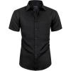 imageAlimens ampamp Gentle Mens Short Sleeve Dress Shirts Wrinkle Free Solid Casual Button Down Shirts with PocketAll Black