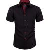imageAlimens ampamp Gentle Mens Short Sleeve Dress Shirts Wrinkle Free Solid Casual Button Down Shirts with PocketBlack Red