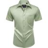 Alimens & Gentle Mens Short Sleeve Dress Shirts Wrinkle Free Solid Casual Button Down Shirts with Pocket(Sage Green)