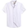 Alimens & Gentle Men’s Short Sleeve Oxford Shirt Regular Fit Button Down Collar Shirts with Pocket(All White)
