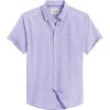 Alimens & Gentle Men’s Short Sleeve Oxford Shirt Regular Fit Button Down Collar Shirts with Pocket(Blue Purple)