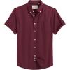 Alimens & Gentle Men’s Short Sleeve Oxford Shirt Regular Fit Button Down Collar Shirts with Pocket(Burgundy)