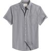 Alimens & Gentle Men’s Short Sleeve Oxford Shirt Regular Fit Button Down Collar Shirts with Pocket(Dark Grey)