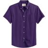 Alimens & Gentle Men’s Short Sleeve Oxford Shirt Regular Fit Button Down Collar Shirts with Pocket(Dark Purple)