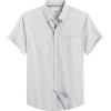 Alimens & Gentle Men’s Short Sleeve Oxford Shirt Regular Fit Button Down Collar Shirts with Pocket(Khaki Grey)