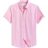 Alimens & Gentle Men’s Short Sleeve Oxford Shirt Regular Fit Button Down Collar Shirts with Pocket(Pink)
