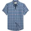 Alimens & Gentle Men’s Short Sleeve Oxford Shirt Regular Fit Button Down Collar Shirts with Pocket(Plaid Blue)