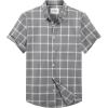 Alimens & Gentle Men’s Short Sleeve Oxford Shirt Regular Fit Button Down Collar Shirts with Pocket(Plaid Grey)