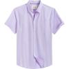 Alimens & Gentle Men’s Short Sleeve Oxford Shirt Regular Fit Button Down Collar Shirts with Pocket(Purple)