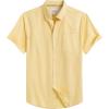 Alimens & Gentle Men’s Short Sleeve Oxford Shirt Regular Fit Button Down Collar Shirts with Pocket(Yellow)
