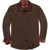 Alimens & Gentle Men’s Solid Flannel Shirt Work Long Sleeve Casual Button Down Shirts Outdoor Cotton Warm Shacket(Brown)