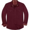 Alimens & Gentle Men’s Solid Flannel Shirt Work Long Sleeve Casual Button Down Shirts Outdoor Cotton Warm Shacket(Burgundy)