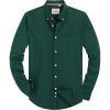 Alimens & Gentle Mens Solid Oxford Shirt Long Sleeve Dress Shirt Work Casual Button Down Shirts with Pocket(Dark Green)