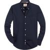 Alimens & Gentle Mens Solid Oxford Shirt Long Sleeve Dress Shirt Work Casual Button Down Shirts with Pocket(Navy Blue)