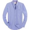 Alimens & Gentle Mens Solid Oxford Shirt Long Sleeve Dress Shirt Work Casual Button Down Shirts with Pocket(Striped-light Blue)