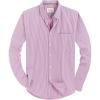 Alimens & Gentle Mens Solid Oxford Shirt Long Sleeve Dress Shirt Work Casual Button Down Shirts with Pocket(Striped-pink)