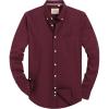 Alimens & Gentle Mens Solid Oxford Shirt Long Sleeve Dress Shirt Work Casual Button Down Shirts with Pocket(Wine Red)