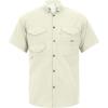 Alimens & Gentle Short Sleeve Fishing Shirt Wicking Fabric Sun Protection Casual Button Down Shirts(Beige White)